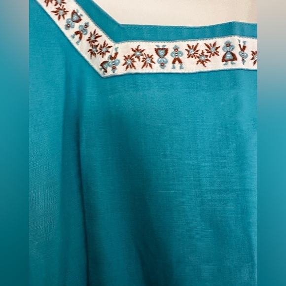 Original Vintage 1956 Sailing Blues Dress linen ribbon detail Sz 8 flawless RARE - Picture 10 of 10